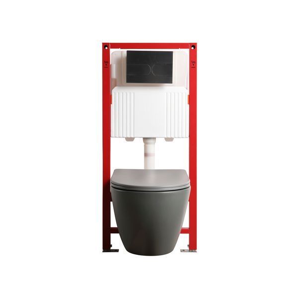 Комплект: Mixxus Premium Ellipse-SET-2101 Gray (в 2 ящ) Унітаз система змиву Tornado 3.0+ Інсталяція Koer KT-0404 + панель KT-0604-07 Gun Gray (MP6668) MP6668 фото