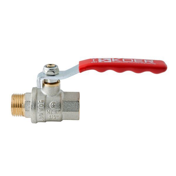 Кран шаровой ГШВ Koer Extreme KE.215-15 - 1/2" FM ручка "рычаг" красная (KR5750) KR5750 фото