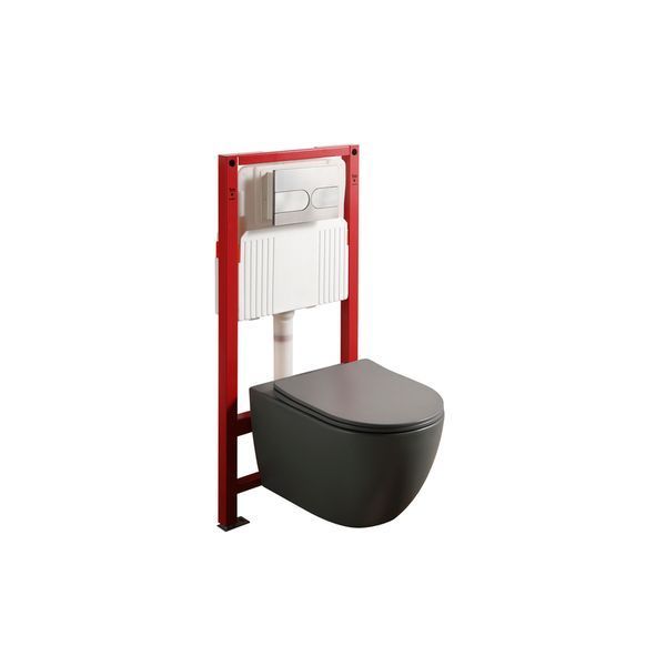Комплект: Mixxus Premium Ellipse-SET-2101 Gray (в 2 ящ) Унітаз система змиву Tornado 3.0+ Інсталяція Koer KT-0404 + панель KT-0604-07 Gun Gray (MP6668) MP6668 фото