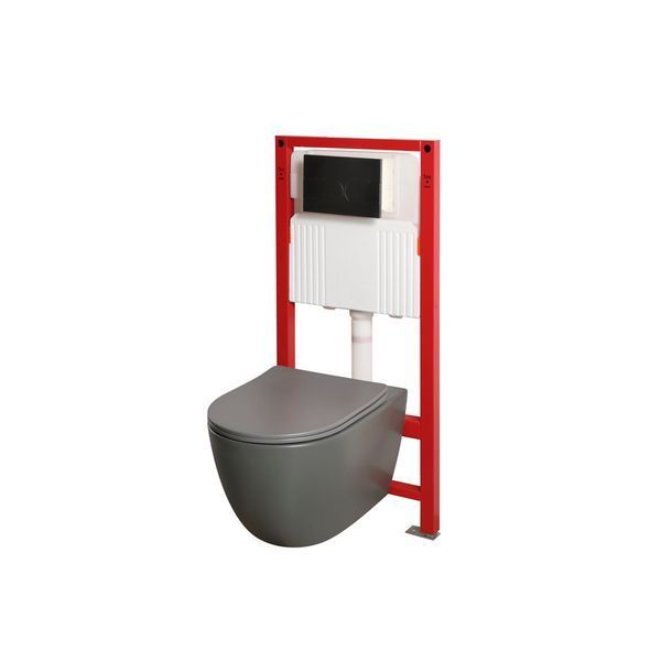 Комплект: Mixxus Premium Ellipse-SET-2101 Gray (в 2 ящ) Унітаз система змиву Tornado 3.0+ Інсталяція Koer KT-0404 + панель KT-0604-07 Gun Gray (MP6668) MP6668 фото