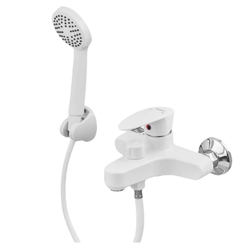 Смеситель для ванны Plamix CEZAR-009 EURO SET White, со шлангом, лейкой и кронштейном (PM0692) PM0692 фото