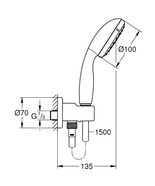Набор для душа (33556003+26406001) Grohe Eurosmart UA33556002 (UA33556002) UA33556002 фото