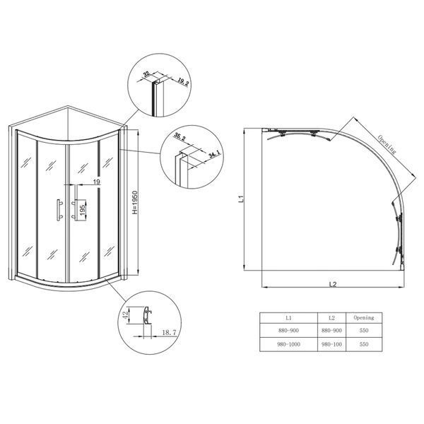 Душевая кабина без поддона Koer SR SC04-90x90x195-TR-02 прозрачное стекло Easy Clean 5мм SS Color (KR5682) KR5682 фото
