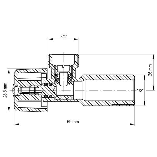 Кран для подключения сантехприборов Koer 1/2x3/4 (KR.511) (KR0102) KR0102 фото