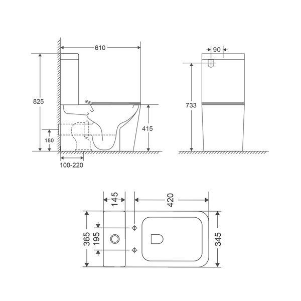 Бачок для унитаза-компакта Mixxus Premium Quadro-0401-T1 Tank 610х365х825 со сливной арматурой (MI8316) MI8316 фото