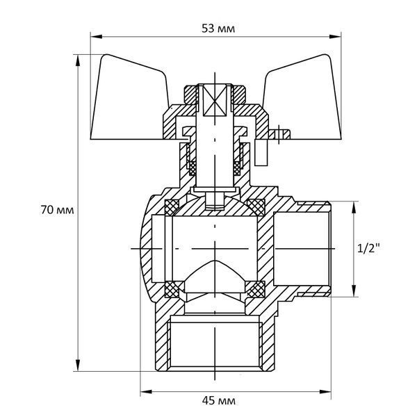 Кран кульовий Koer 1/2" ГШМ кутовий (KR.208) (KR2805) KR2805 фото
