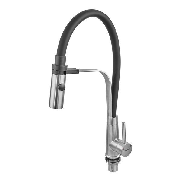 Смеситель для кухни с силиконовым изливом Zerix MAG-017 Refl.Black из нерж. стали SUS304 (изл.черный) (ZX6001) ZX6001 фото