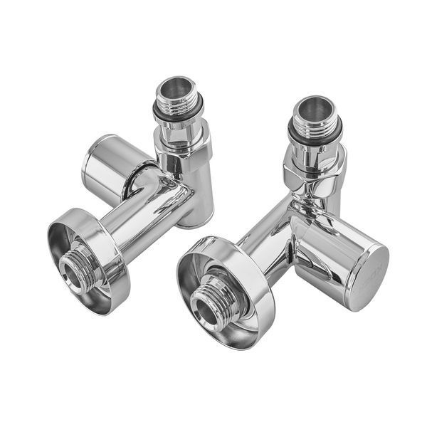 Комплект кранів для рушникосушки кутовий Koer KR.SET.551 - M1/2''xM1/2'' під ТЕН хромований (KR5841) KR5841 фото