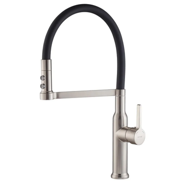 Смеситель для кухни Mixxus Premium PULL 017 SS COLOR REFL.BLACK (Цвет нерж.+силик.излив черный) (MI8279) MI8279 фото