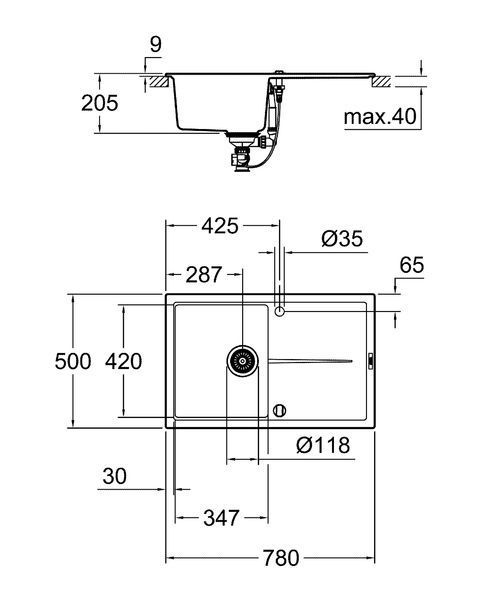 Композитная мойка для кухни Grohe K400 (31639AP0) 31639AP0 фото