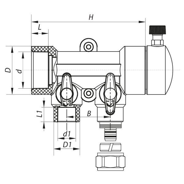 Коллектор распределительный 2-way с фитингом Koer K0190.PRO - 40x20 PPR (KP2555) KP2555 фото