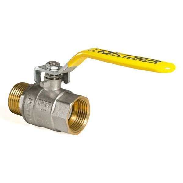 Кран кульовий KOER KR.215.G - 1" FM ГШВ YELLOW, ручка "важіль" жовта (KR0124) KR0124 фото