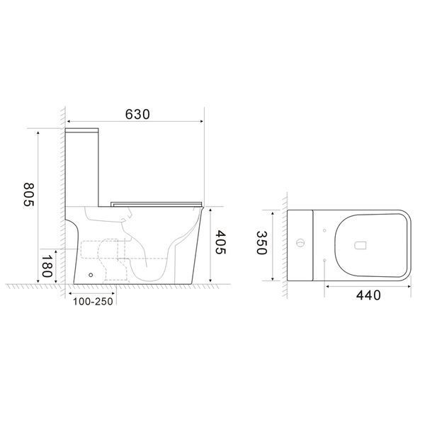 Унітаз-компакт Mixxus WAVE-0404-R 630х350х805mm, система змиву RIMLESS (MI6692) MI6692 фото