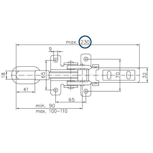 Замок бортовий причепа натяжний Winterhoff EXZV 10-2 довжина 230 мм (1860069) 1860069 фото