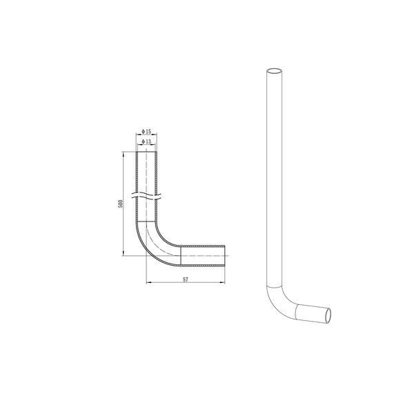 Трубка Г-подібна для приєднання радіатора Koer KA.D16-500 - 16(2.2mm) x 15-500mm (KR4904) KR4904 фото