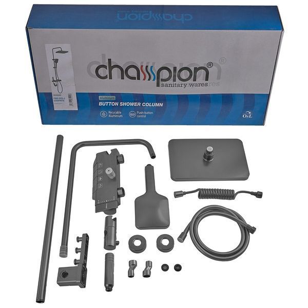 Душова колона Champion PBM-009-J Graphite зі змішувачем з кнопковим перемикачем, 4 режими (CH6501) CH6501 фото