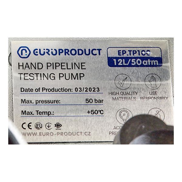 Опрессовщик гидравлический ручной Europroduct EP.TP100 для PPR труб (12л, 50АТМ) (EP6097) EP6097 фото