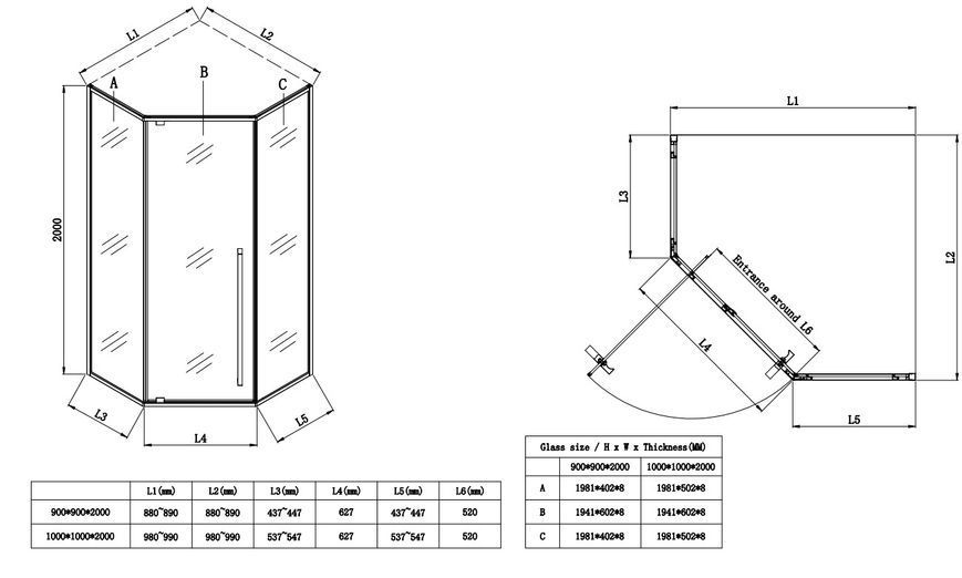 Душова кабіна без піддону Koer SR SC06-90x90x200-TR-01 прозоре скло Easy Clean 8мм, хром (KR5364) KR5364 фото