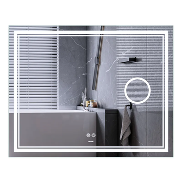 Дзеркало Mixxus Premium QUADRO MR20-100x80 з Led Touch, Anti-fog, димером, регулятором яскравості, лінзою (MP6623) MP6623 фото