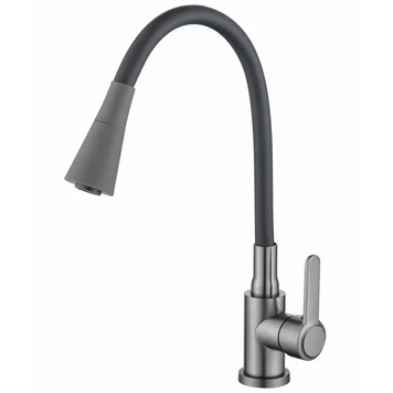 Смеситель для кухни Zerix Eza-011-T Graphite Refl.Black (цвет графит+силик.излив черный) (ZX6145) ZX6145 фото