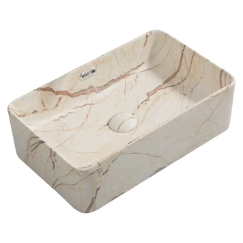 Раковина накладна Mixxus Premium QUADRO-0208 MARBLE 480х315х140mm з переливом (MP6518) MP6518 фото