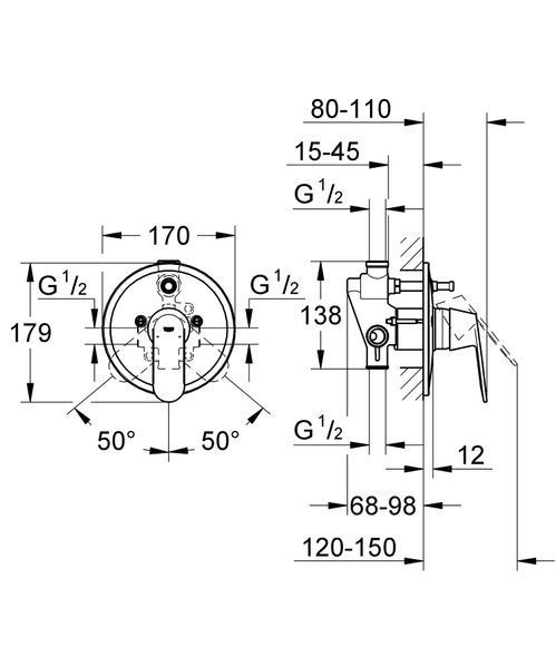 Змішувач прихованого монтажу на 2 споживача Grohe Eurosmart Cosmopolitan (32879000) 32879000 фото