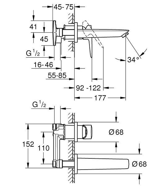Змішувач для раковини прихованого монтажу Grohe BauLoop New (20289001) 20289001 фото