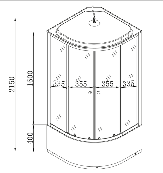 Бокс душовий без гідромасажу Mixxus STRONG SB01-90x90x215-FB SATIN з високим піддоном (MI6884) MI6884 фото