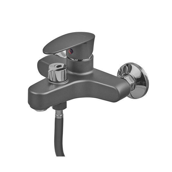 Смеситель для ванны Plamix CEZAR-009 EURO SET Graphite, со шлангом, лейкой и кронштейном (PM0694) PM0694 фото