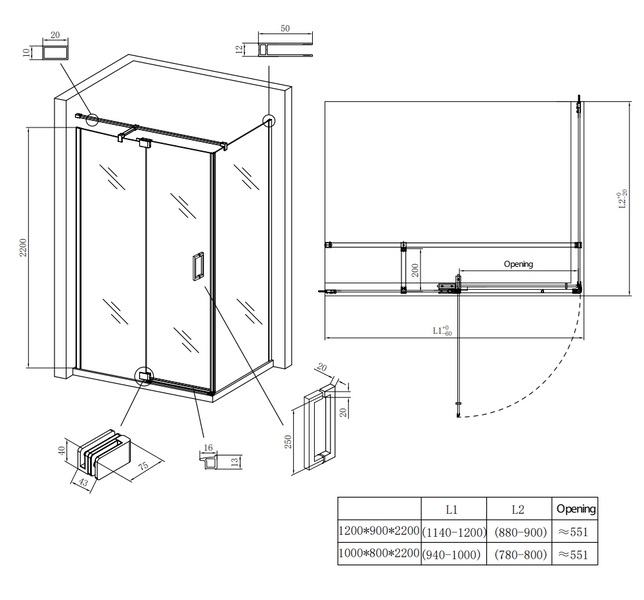 Душевая кабина без поддона Koer SR SC02-100x80x200-TR-01 прозрачное стекло Easy Clean 8мм, хром (KR5355) KR5355 фото