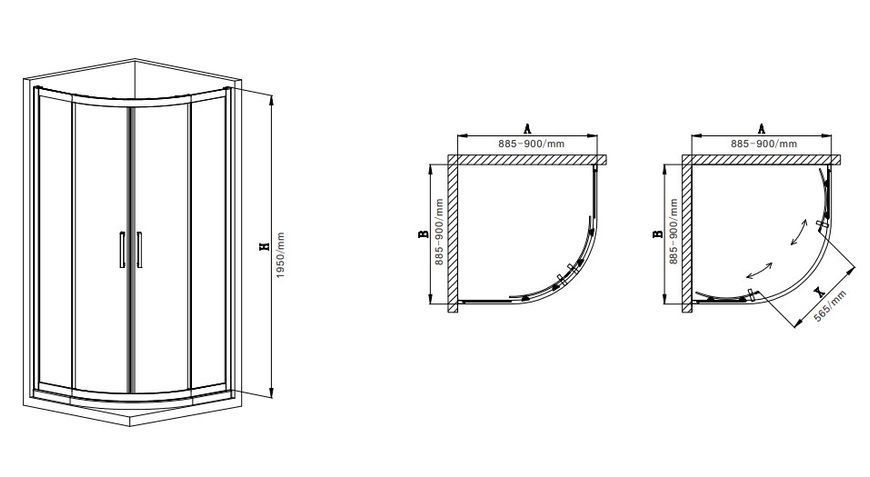 Душова кабіна без піддону Mixxus Premium DIVERSE SC01-90x90x195-TR Black прозоре скло 5мм (MI6860) MI6860 фото
