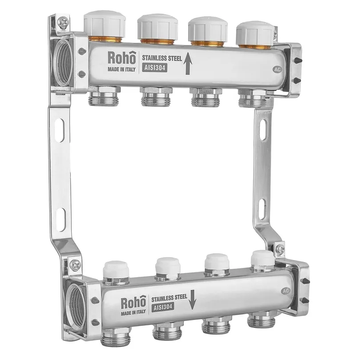 Коллектор с термостатическими и запорными клапанами Roho R805-04M - 1"x 4 вых. (RO1044) RO1044 фото