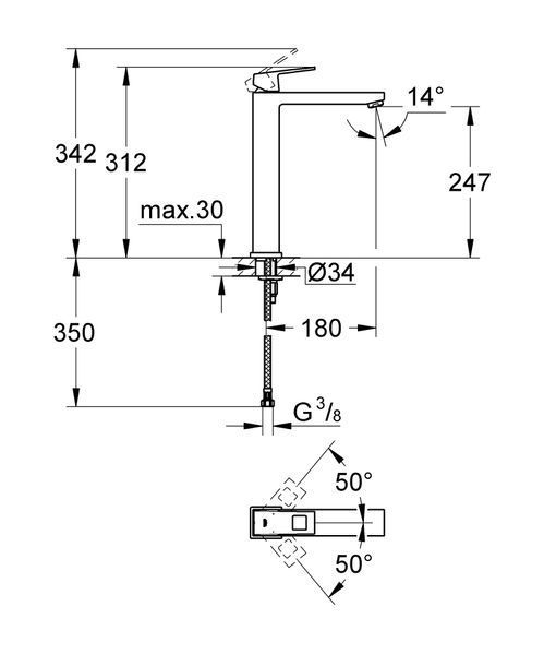 Змішувач на стільницю для раковини XL-розміру Grohe Eurocube (23406000) 23406000 фото