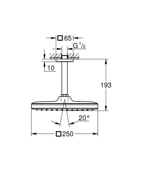 Верхний душ с потолочным кронштейном Grohe Tempesta Cube (26688000) 26688000 фото