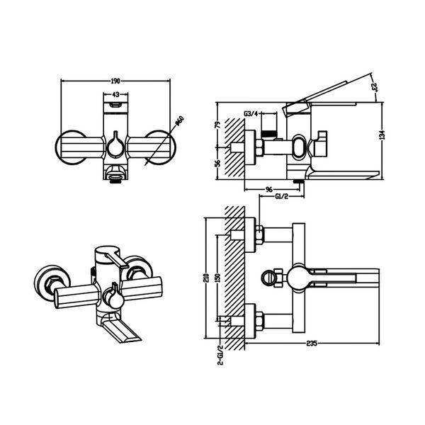 Душова колона зі змішувачем Mixxus Lord 009-J Graphite (Колір графіт) (MI7133) MI7133 фото