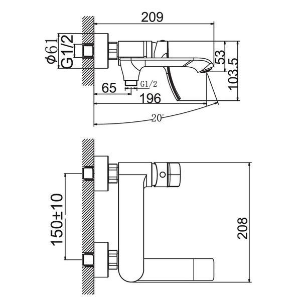 Смеситель для ванны Haiba Bolero 009 короткий излив с поворотным переключателем (HB9578) HB9578 фото