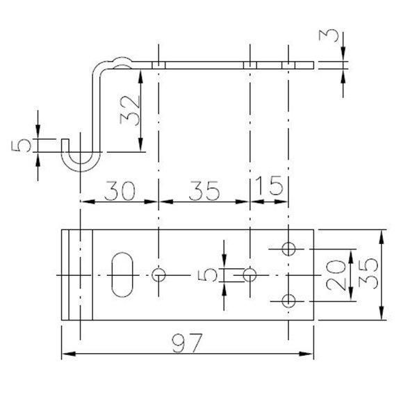 Ответная часть замка борта прицепа Winterhoff BV 70-А длина 97 мм (1860083) 1860083 фото