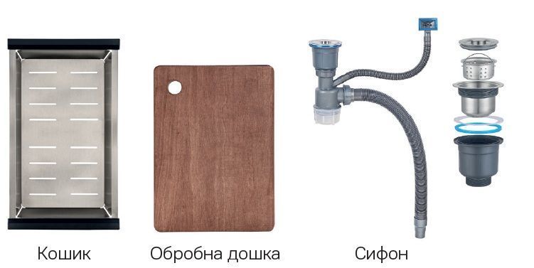 Мийка Zerix ZH7545-SET-05 DECOR NANO-BLACK (3.0/0.8) з нерж. сталі, комплект (графіт) (ZM5582) ZM5582 фото