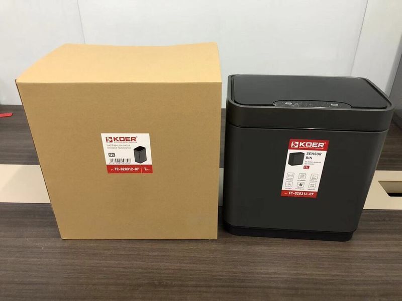 Мусорное ведро сенсорное прямоугольное Koer TC-020312-07 12 л цвет графит (KR5587) KR5587 фото