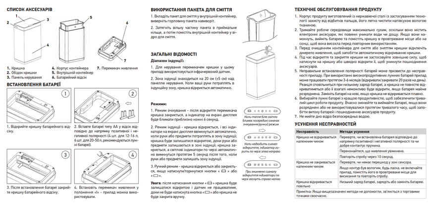 Мусорное ведро сенсорное прямоугольное Koer TC-020312-07 12 л цвет графит (KR5587) KR5587 фото
