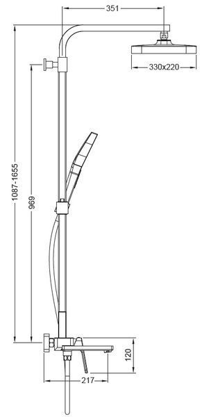 Душевая колонна со смесителем Koer KB-56031-05, 3 функции (KR5439) KR5439 фото