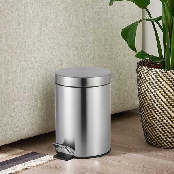 Мусорное ведро с плавным закрытием круглое Zerix Solo-TC0205 SS Color 5л цвет нержавейка (ZX5888) ZX5888 фото