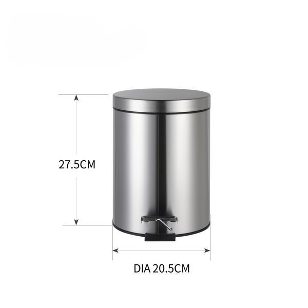 Мусорное ведро с плавным закрытием круглое Zerix Solo-TC0205 SS Color 5л цвет нержавейка (ZX5888) ZX5888 фото