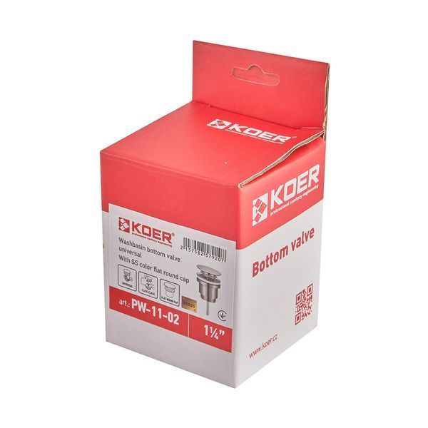 Донный клапан для раковины Koer PW-11-02 1 1/4'' универсальный (с/без перел.) СLICK-СLACK SS COLOR (KR5792) KR5792 фото