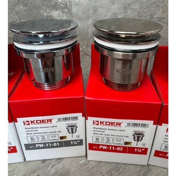 Донный клапан для раковины Koer PW-11-02 1 1/4'' универсальный (с/без перел.) СLICK-СLACK SS COLOR (KR5792) KR5792 фото