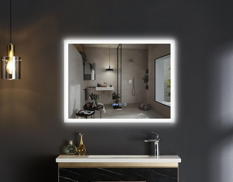 Зеркало Mixxus FLAT MR04-100x60 с Led Touch, Anti-fog, димером, регулятором яркости, часами (MI6008) MI6008 фото