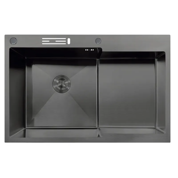 Мойка MIXXUS MH7849L-HK GRAPHITE (MH7849L-HK NANO-BLACK)(3.0/0.9) из нержавеющей стали "глубокое крыло", с подставкой под ножи (MX1936) MX1936 фото