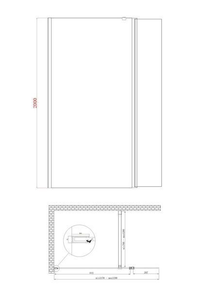 Душова перегородка Koer SR SP03-30x200-TR-01 Walk-In (рух.част) прозоре скло Easy Clean 8мм, хром (KR5399) KR5399 фото