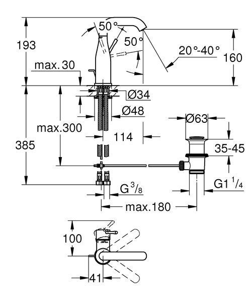 Змішувач для раковини M-розміру Grohe Essence New (24173001) 24173001 фото