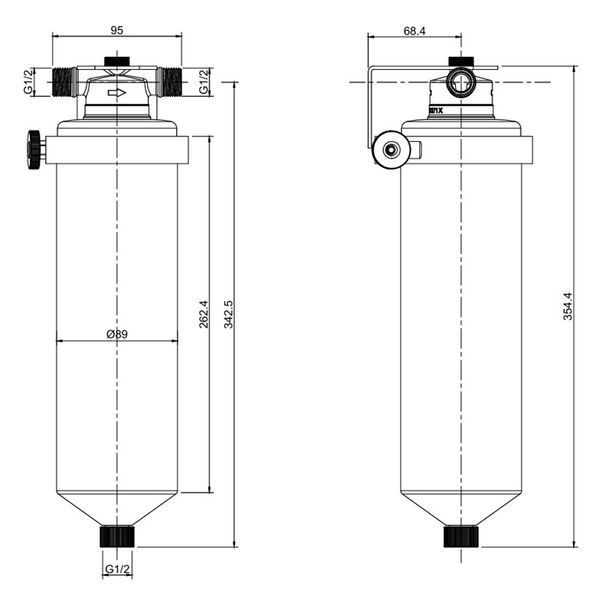 Колба фільтру для води з нержавіючої сталі Koer KV-22-1/2 8 атм. 1/2" (KR5874) KR5874 фото